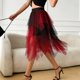 thumbnail image 5 of Falda de Alta Cintura Elástica de las Mujeres Falda Asimétrica en Capas de Cintura Alta con Diseño de Gradiente, Tela Suave Transpirable Midi Casual para el Verano, 5 of 5