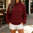 thumbnail image 5 of Warop Oversized Sweatshirt for Women Waffle Knit Solid Color Crewneck Long Sleeve Casual Pullover Tops, 5 of 8