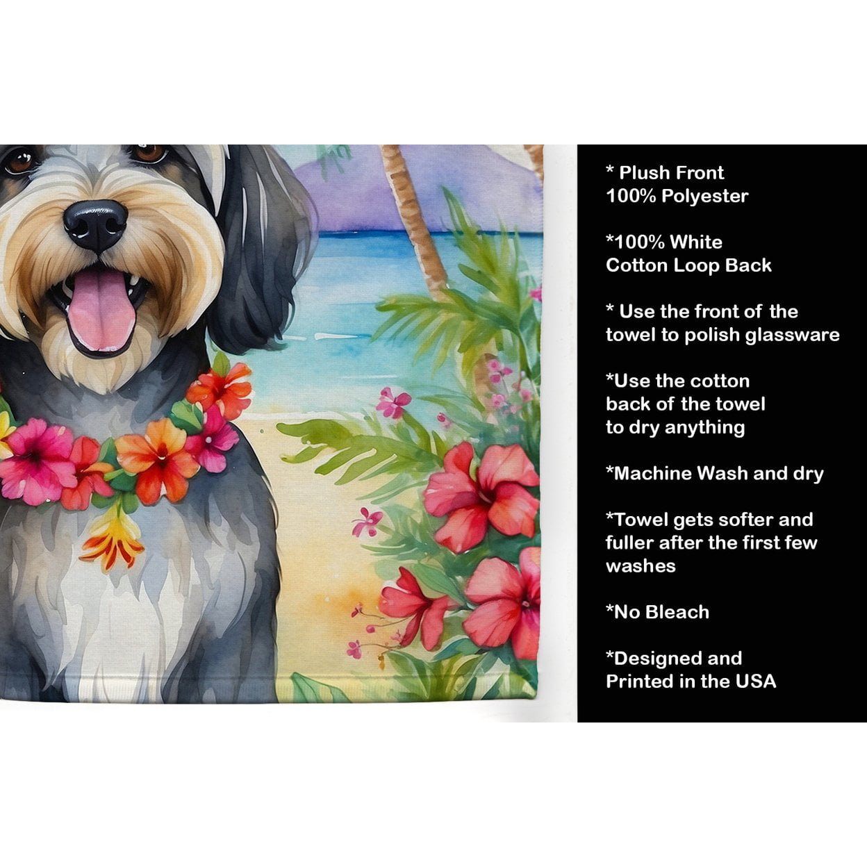 Carolines Treasures DAC6529KTWL 25 x 15 in. Tibetan Terrier Luau Kitchen Towel
