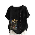 thumbnail image 1 of Vestidos Casuales Para Mujer, Blusas De Mujer De Moda Blusa informal de lino con botones y manga corta estampada para mujer, 1 of 4