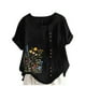 thumbnail image 1 of Vestidos Casuales Para Mujer, Blusas De Mujer De Moda Blusa informal de lino con botones y manga corta estampada para mujer, 1 of 4