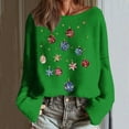 thumbnail image 2 of Oksale Sparkly Christams Sweaters Pullover for Women Trendy Boat Neck Xmas Sweater Soft Comfortable Tunic Tops for Holiday Green XXL, 2 of 6