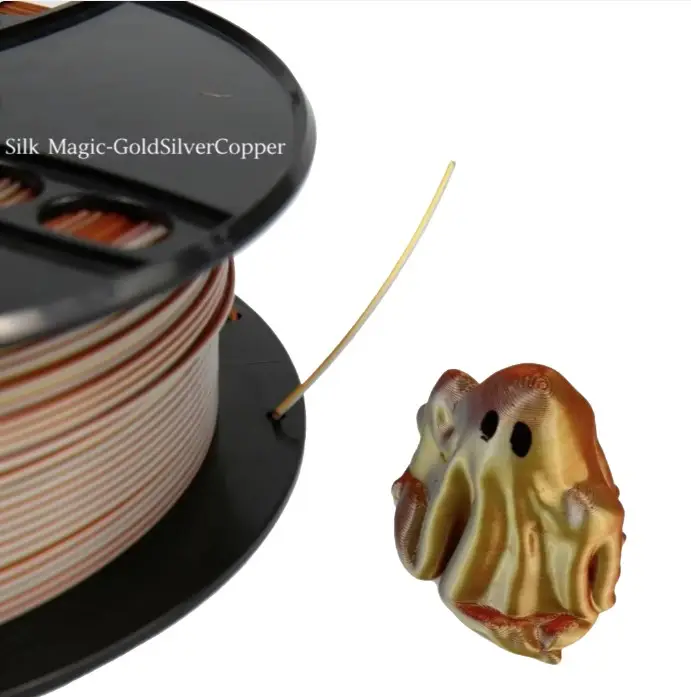 PLA Magic Triple-Color Silk Filament for 3D Printers,1kg (Gold-Copper-Black)