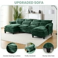 thumbnail image 5 of JONPONY109.45" U Shaped Couch,Oversized 4 Seat Sectional with 4 Waist Pillows, Convertible Upholstery Symmetrical Sofá,Sleeper Couch with Double Chaise Lounge&Memory Foam for Living Room,Green, 5 of 10