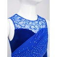 thumbnail image 5 of TiaoBug Kids Girls Sleeveless Ballet Lyrical Dance Dress High Low Asymmetric Tulle Figure Ice Skating Dress Blue 16, 5 of 7