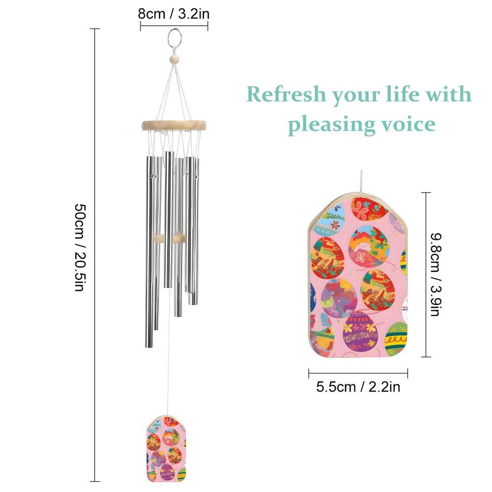2.2×3.9in Nylon Rope Fixed 6 Aluminum Alloy Metal Tubes Clear Sound Wear Resistance Strong Durable Colorful Easter Eggs with Various Patterns