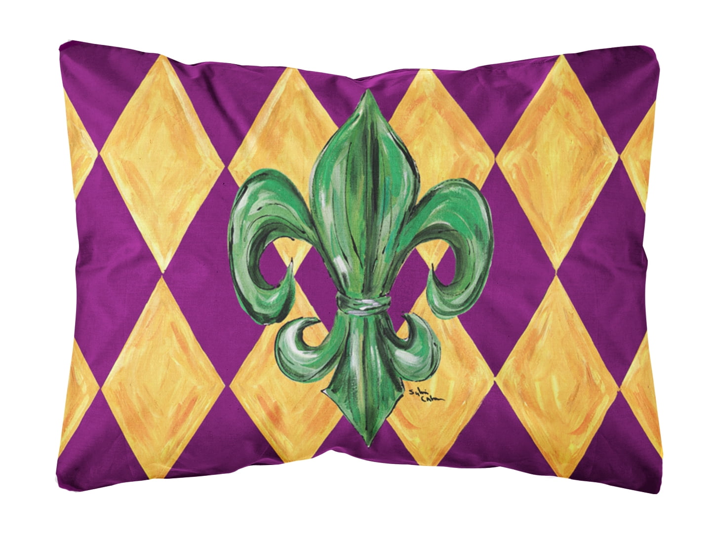 Mardi Gras Fleur de lis Purple Green and Gold Canvas Fabric Decorative Pillow Mardi Gras Fleur de lis Purple Green and Gold Canvas Fabric Decorative Pillow