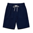 thumbnail image 3 of Men's Casual Corduroy Shorts Elastic Waist Drawstring Straight Leg Men's Casual Shorts with Pockets Athletic Shorts Beach Shorts for Summer, 3 of 4