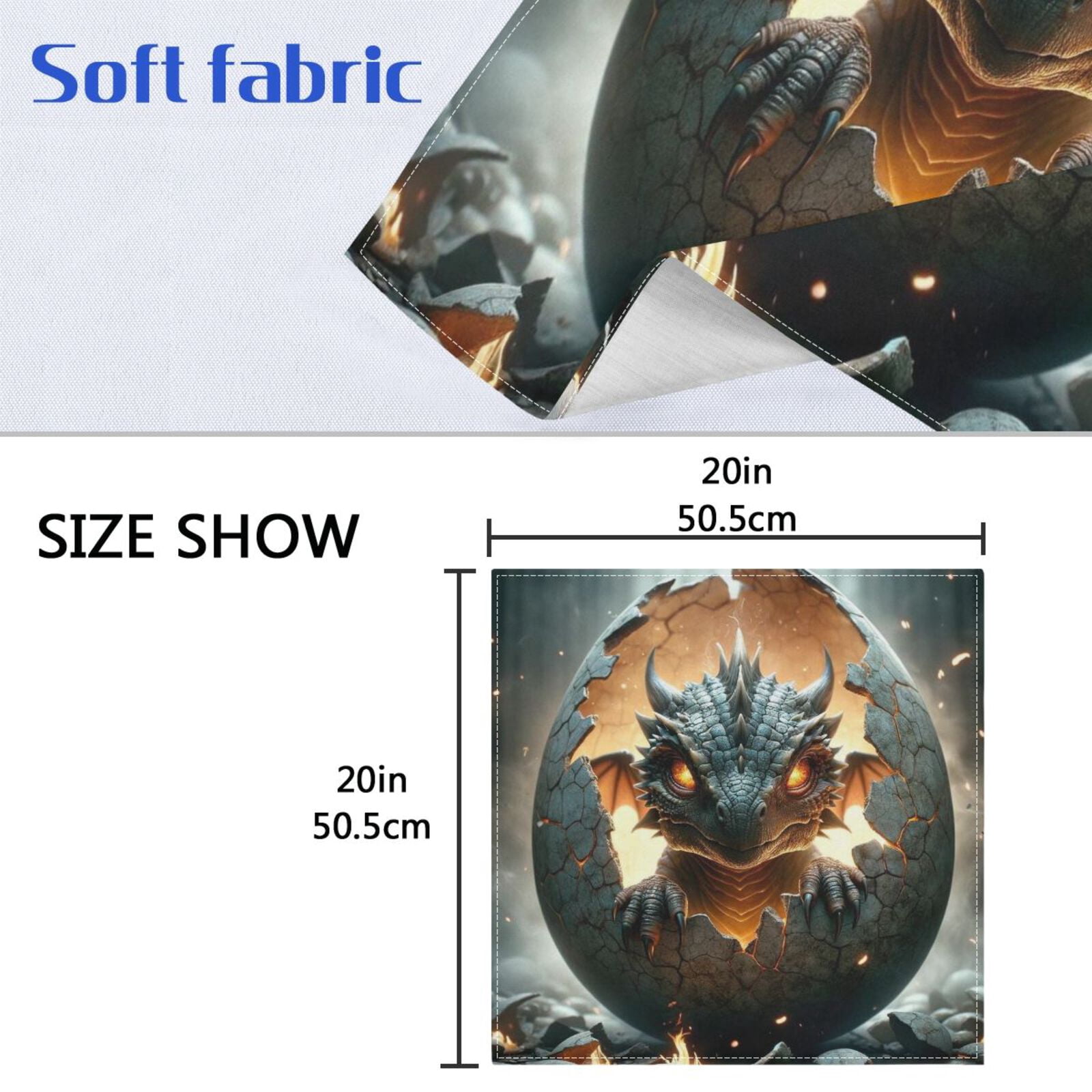 JSTEL Baby Dragon Cloth Napkins Set of 6, 20x20 Inch Washable and Reusable Napkin for Decoupage Dinner Party Everyday Use