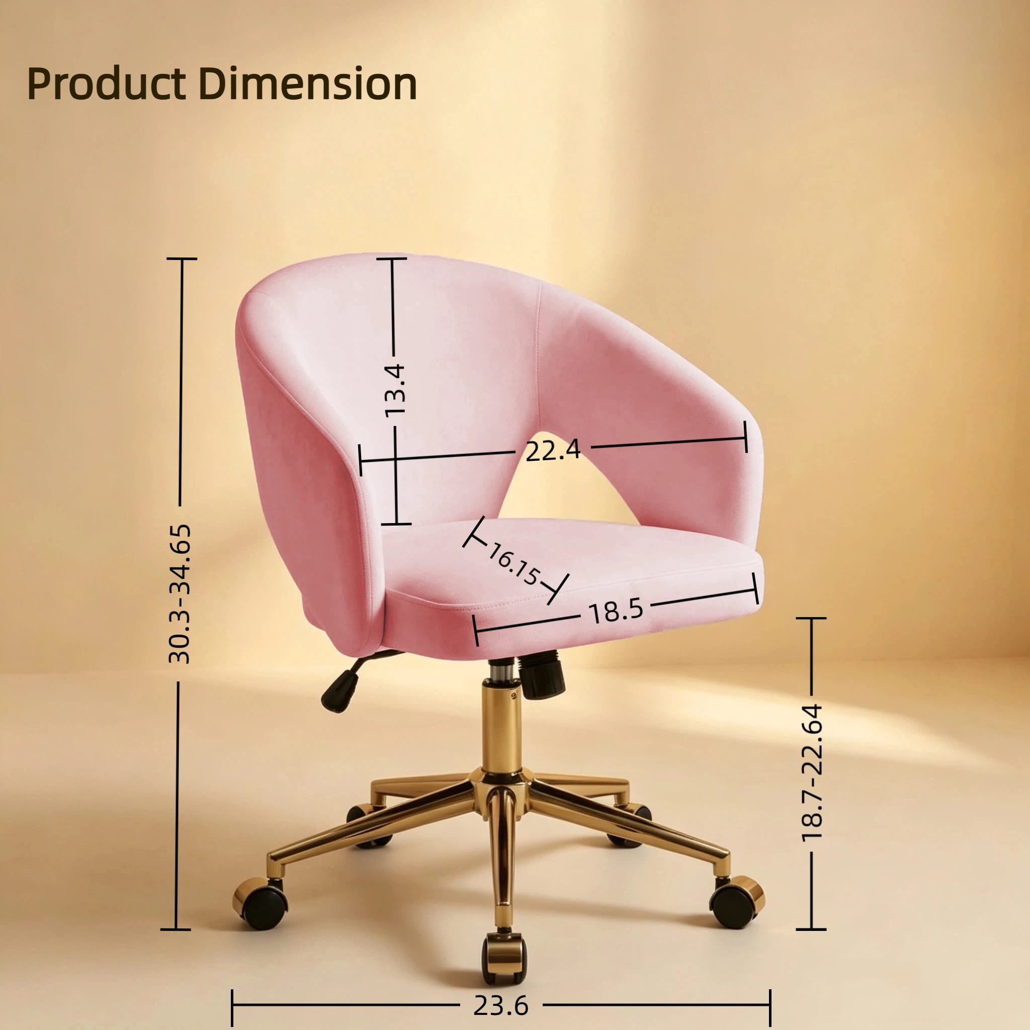 Garitin Office Chair and Ergonomic Swivel Desk Chair 23.6 Inch, Comfortable Seating with Memory Foam Cushion for Home Bedroom, Pink