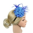thumbnail image 3 of MSJUHEG Tea Party Hats,Feather Hair Clip,Feather Headpiece,Church Hats,Fascinators Hats,Fascinators Wedding Hat for Headband Flower Headband Blue One Size, 3 of 5