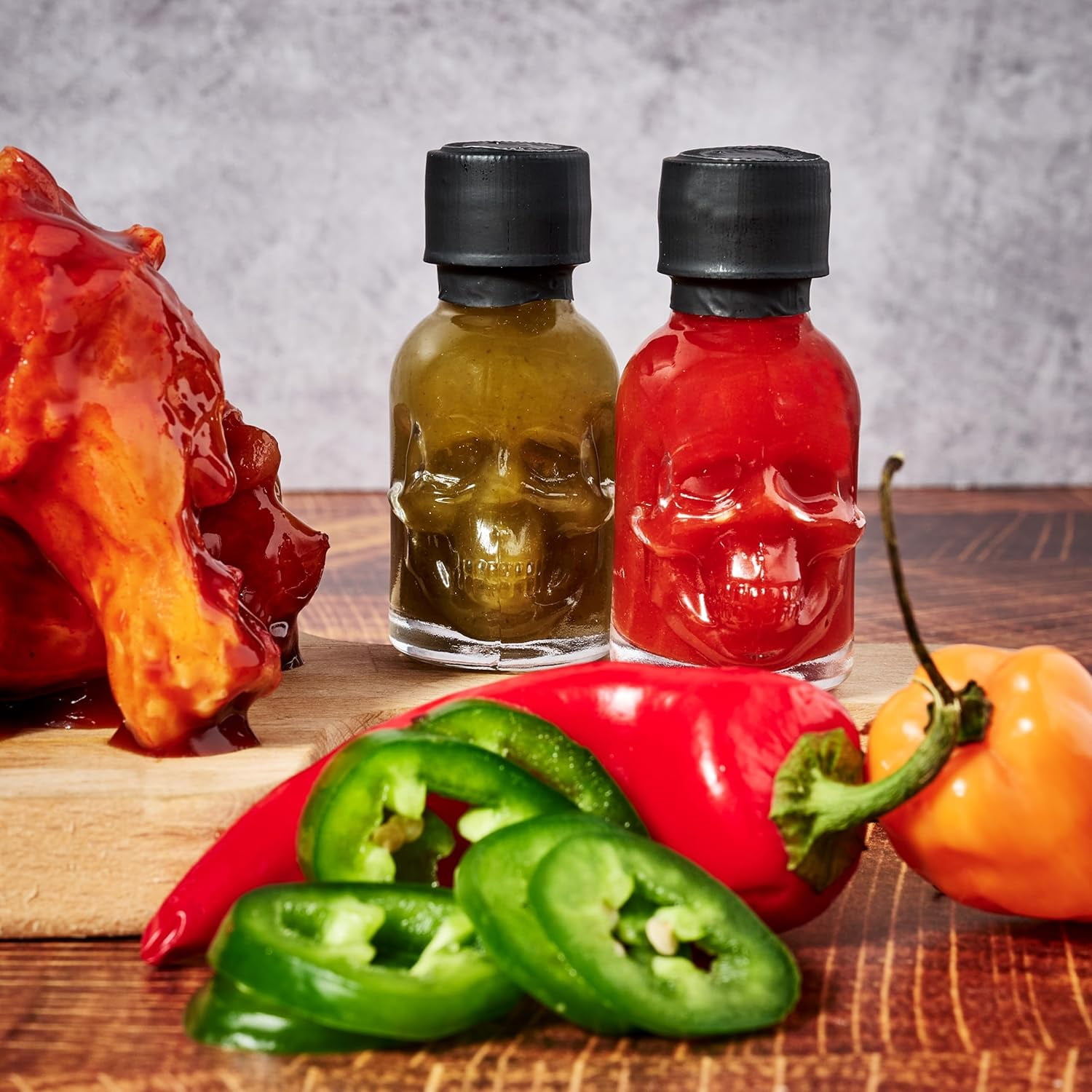 Man Crates Hot Sauce Inferno Flight, Includes 21 Flavors in Skull-Shaped Mini Hot Sauce Bottles, Spicy Challenge with Habanero, Ghost Pepper for Father's Day Gifts