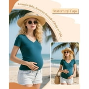 Womens V Neck Maternity Tops Clothes Short Sleeve Pregnancy T Shirts 3-Pack