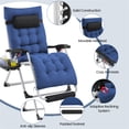thumbnail image 4 of Yaheetech Outdoor Zero Gravity Folding Lounge Chair With Padded Cushion, Navy Blue, 4 of 7