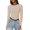 Beige, variant on yuCgh Women's Long Sleeve Slim Fit Color Block Crop Top, Round Neck Base Layer, Stretch Comfort Fit Blouse for Layering,Beige L