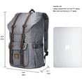 thumbnail image 2 of Mochila de viaje escolar KAUKKO para universidad flexible con portátil para 15", 22L (Oxford/Gris) KAUKKO K1023-grey, 2 of 5