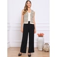 thumbnail image 4 of DARING DIVA Women's V Neck Button Front Cropped Knitted Striped Sweater Vests XL Beige, 4 of 6