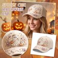 thumbnail image 2 of GrmtClth Ghost Pumpkin Halloween Baseball Cap Printed Trucker Hat Fun Holiday Costume Accessory Adjustable Cream Dad Hat for Adults Party Daily Wear, 2 of 5