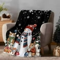 thumbnail image 2 of Christmas Snowman Flannel Blanket for Bed,Travel and Camping, Squirrel Cat Winter Tree Snowflake Black Super Soft Cozy Blanket for All Seasons 60"x80", 2 of 9