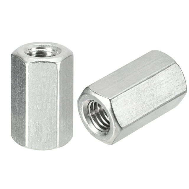 Unique Bargains M10 x 1,5 Pas 30mm Longueur Écrous d'Accouplement, 4 Pack 304 Acier Inoxydable Hexagonal Écrous d'Accouplement