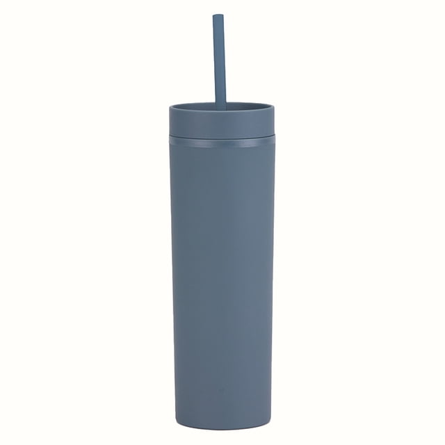 Tumbler with Lid And Straw Slim Plastic Tumbler - Double-Wall Insulated Cup with Lid for Coffee/Water (450Ml Travel Mug)Tumbler with Lid And Straw for Outside