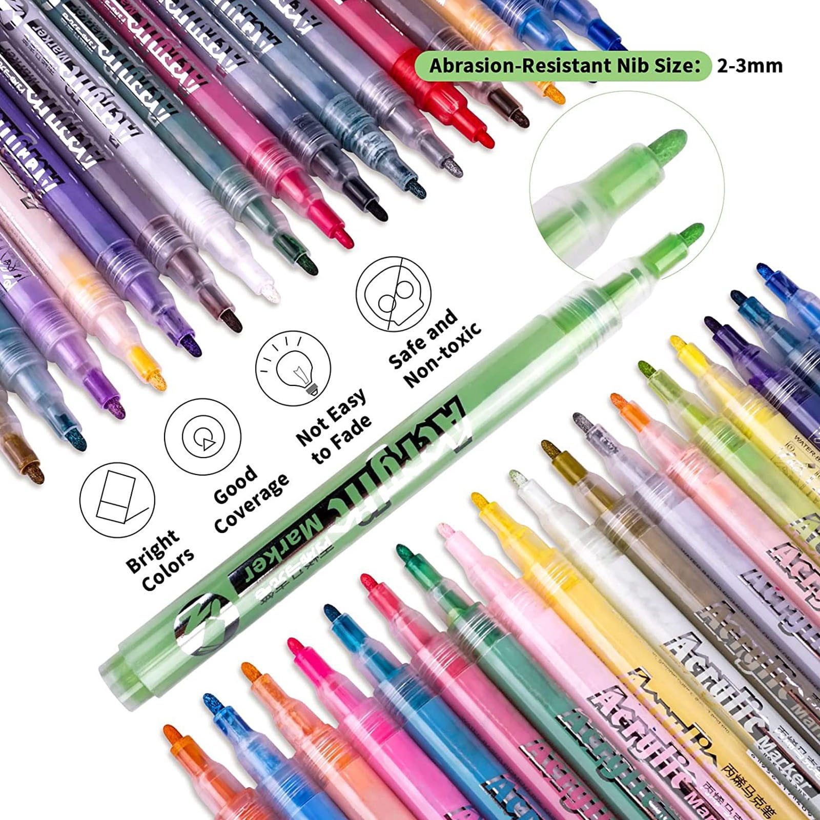 60 Colors Paint Markers Paint Pens Acrylic Paint Pens For Students Chirldrens Artists Adults Coloring Drawing Cartoon Anime Comic Brush Tip For Rock Painting Wood Canvas(60ml)