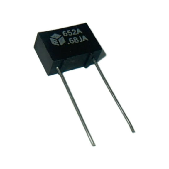652A1A684J Capacitor Metallized Polycarbonate, Flame Retardant Epoxy case, Rectangular Radial Leads, .68MFD 50V 22AWG 5%, Bulk, RoHS