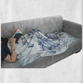 thumbnail image 6 of Seagulls Soft Flannel Fleece Blanket, Seagulls in Flight over Rocky Shore Crashing Waves Simplistic Sketch Design, Cozy Plush for Indoor and Outdoor Use, 60" x 80", Blue White Navy, by Ambesonne, 6 of 6