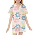 thumbnail image 1 of Ensemble de Pyjamas en Satin pour Garçons Manches Courtes Imprimé Pyjamas Boutonnés Ensemble de Pyjamas Décontractés pour Filles Mode, 1 of 7