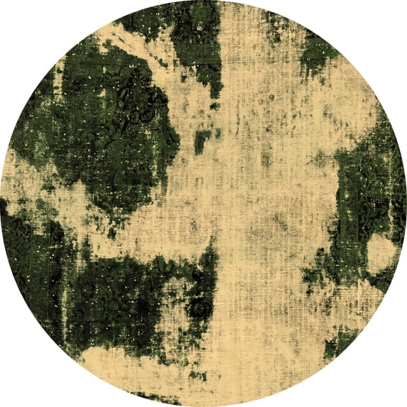 Ahgly Company Indoor Round Abstract Brown Modern Area Rugs, 7' Round