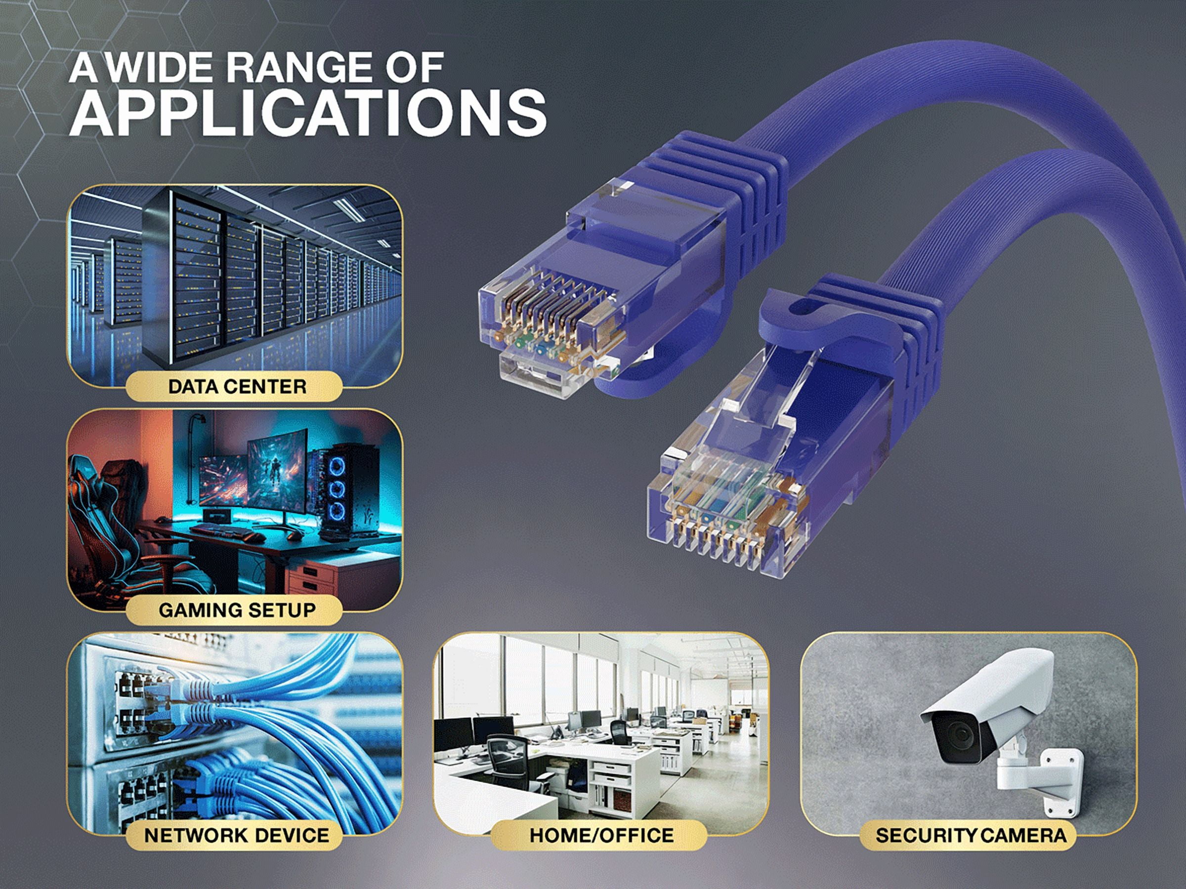Cable Leader 50ft Cat6a UTP 10G Ethernet Network Patch Cable Snagless 24AWG Bare Copper, Purple