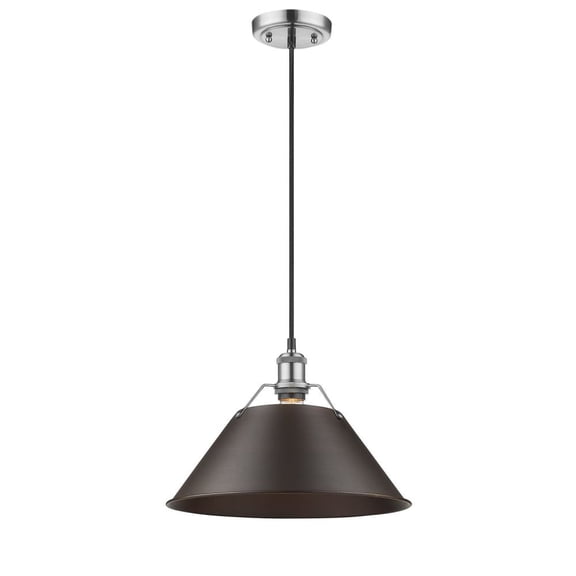 Yep by Golden Lighting Orwell 1-light 14in Pendant in Pewter and Rubbed Bronze shade