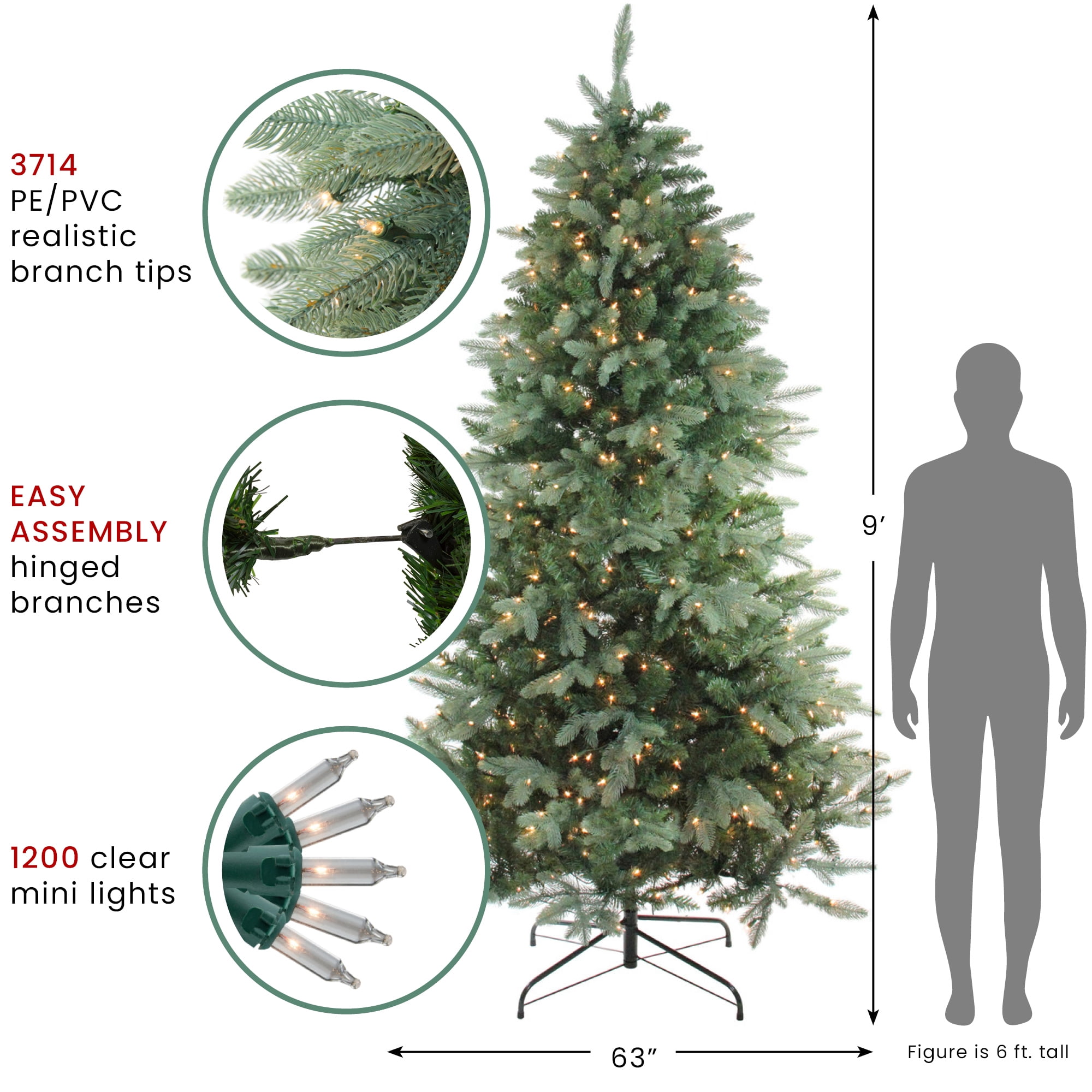 9' Pre-Lit Washington Frasier Full Artificial Christmas Tree - Clear Lights