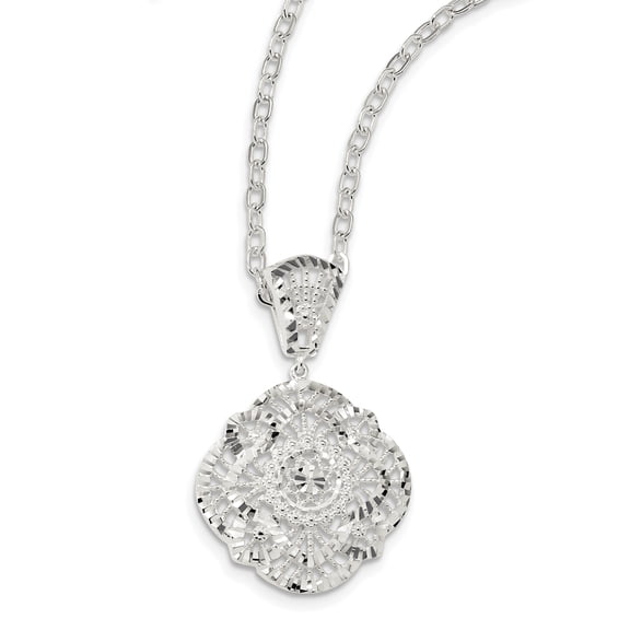 925 Sterling Silver Diamond Cut Fancy Necklace