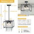 thumbnail image 2 of DWVO Square Crystal Chandeliers, Kitchen Island Lighting Pendant Light Fixtures,Crystal Ceiling Light for Bedroom Hallway Living Room,E26 Base,Black, 2 of 5