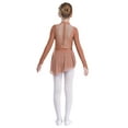 thumbnail image 4 of YiZYiF Girl's Figure Ice Skating Costume Rhinestones Long Sleeve Asymmetrical Ballet Tutu Dance Dress Dusty Pink 16, 4 of 7