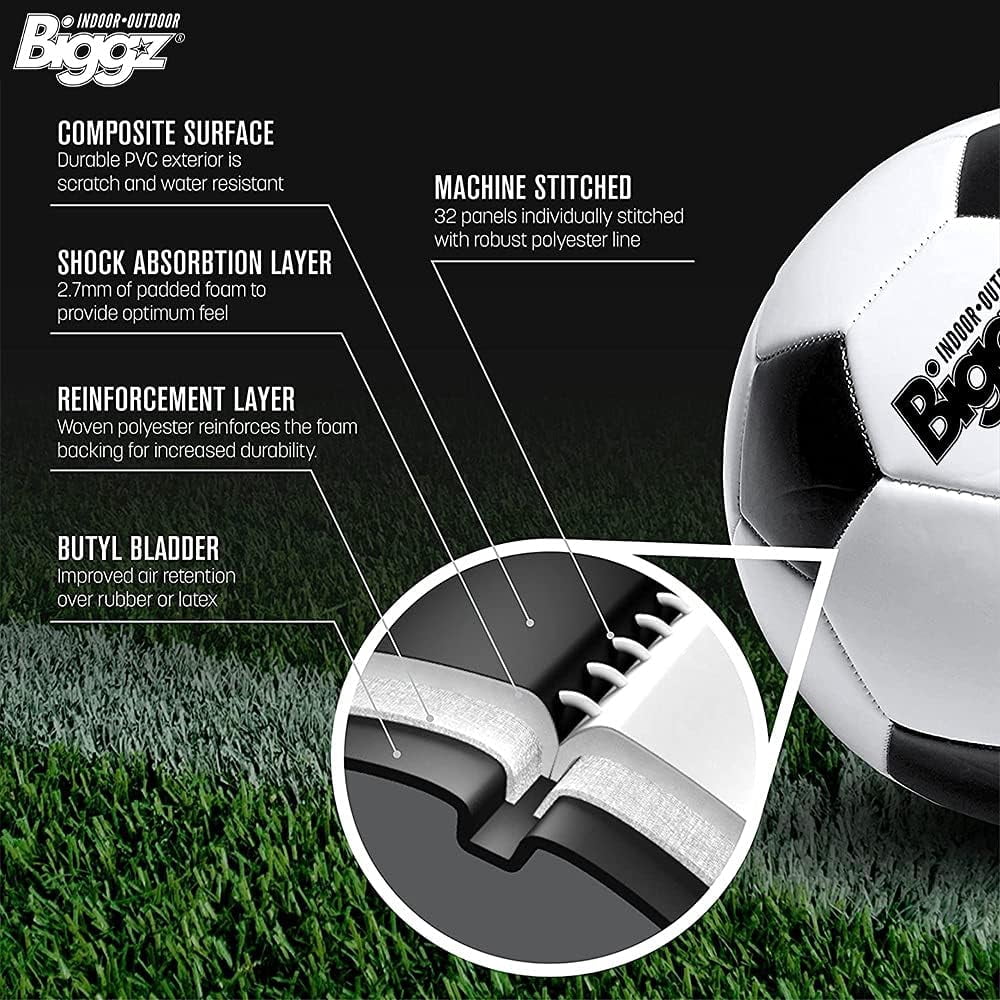 Biggz Premium Classic Soccer Balls with Hand Pumps - Size 3-6, 12, 50 Pack Options (Size 3 (Junior), 6 Pack)