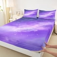 thumbnail image 4 of jejeloiu Purple Galaxy Star Bed Sheets Kids,Magical Night Sky Pattern King Sheets For Girls,4-Piece, 4 of 6