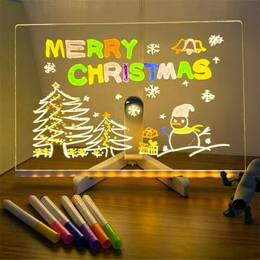 Acrylic Dry Erase Board with Light,LED Note Board with Colors,11.8 X 7.9â Light up Dry Erase Board with Adjustable Stand Glow Memo Creative Rewritable Message Board DIY Painted Light Board