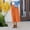 Orange, variant on Generic Women's Flowy Midi Skirt Summer Pleated High Waisted Casual Button Front Skirts