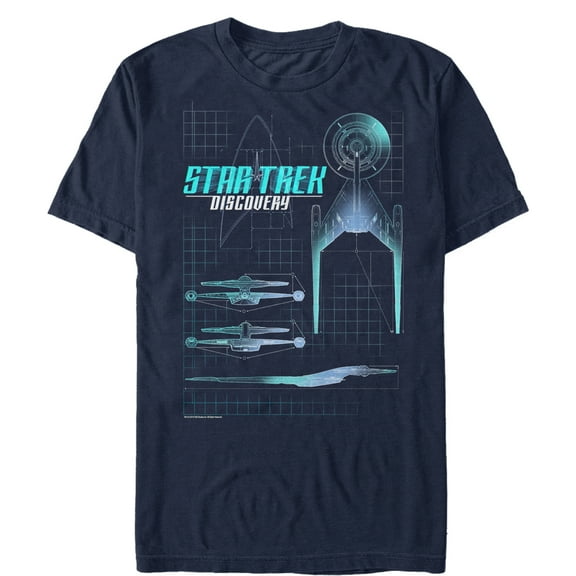 Men's Star Trek: Discovery Starfleet USS Discovery Schematics  Graphic Tee Navy Blue Medium
