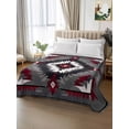 thumbnail image 3 of Twin Size Flat Sheet Only, Boho Red Grey Soft Brushed Microfiber Bed Sheets, Geometric Southwestern Retro Ethnic Hotel Quality Breathable Bedding Top Sheet, Easy Care, 66"x96", 3 of 9