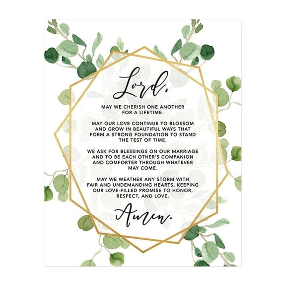 Koyal Wholesale Marriage Prayer Canvas Wall Art Decor, Geometric Frame with Eucalyptus Stem Design, Wedding Registry