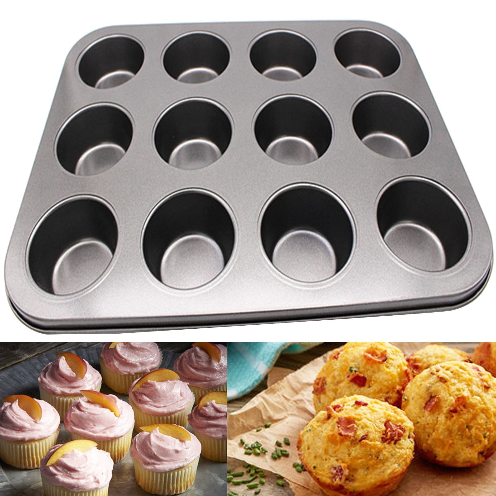 Hongyi HYTK Muffin Pan 6 Cup Cupcake Baking Pan No Stick Carbon Steel Easy Clean