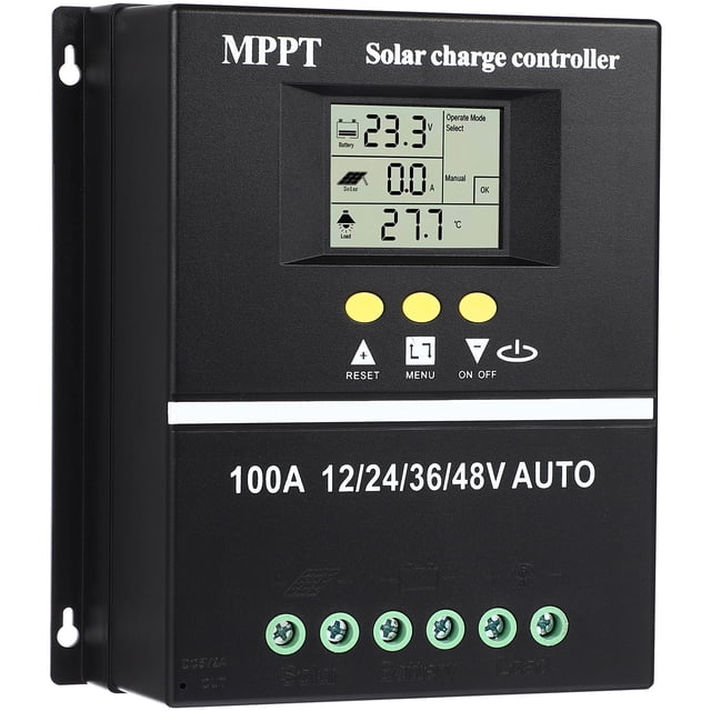 GARVALON Photovoltaic Charge Controller Solar Regulator Black Aluminum 1Set