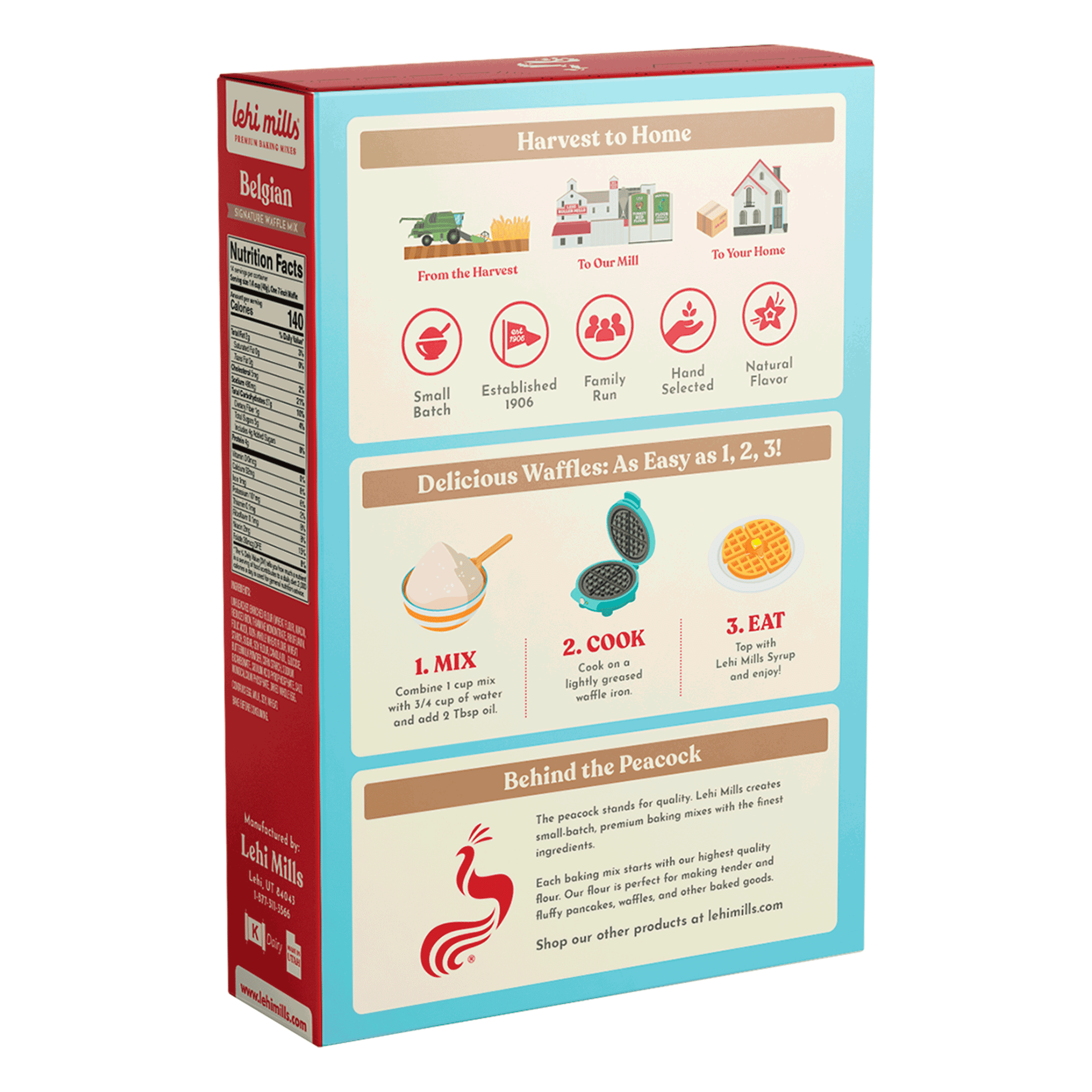 (2 pack) Lehi Mills Belgian Waffle Mix 20 oz Box