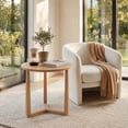 thumbnail image 2 of ELLEGNT 1 PCS Rubber Wood Round Side Table – Triangular Support End Table for Bedroom, Living Room, or Small Space Natural, 2 of 9