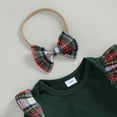 thumbnail image 4 of Conjunto de falda a cuadros Kuriozud para niña, mameluco con lazo, 3-6 m, 4 of 6