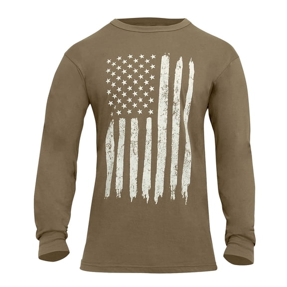 Rothco 19738 US Flag Long Sleeve T-Shirt, Coyote Brown - 2XL