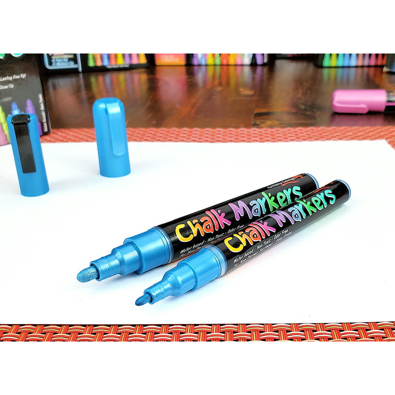 18 Metallic Chalk Markers - Double Pack of Fine and Medium Tip Wet